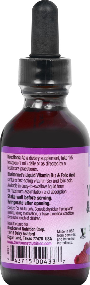 slide 5 of 9, Bluebonnet Nutrition Liquid Raspberry Flavor Vitamin B12 & Folic Acid 2 oz, 2 oz