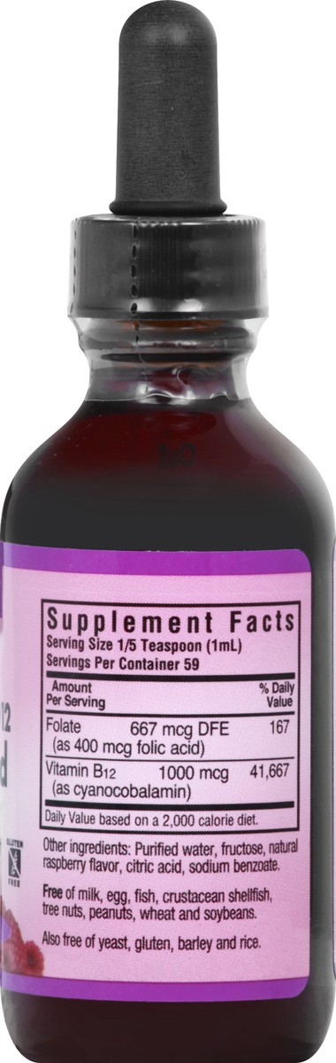 slide 4 of 9, Bluebonnet Nutrition Liquid Raspberry Flavor Vitamin B12 & Folic Acid 2 oz, 2 oz