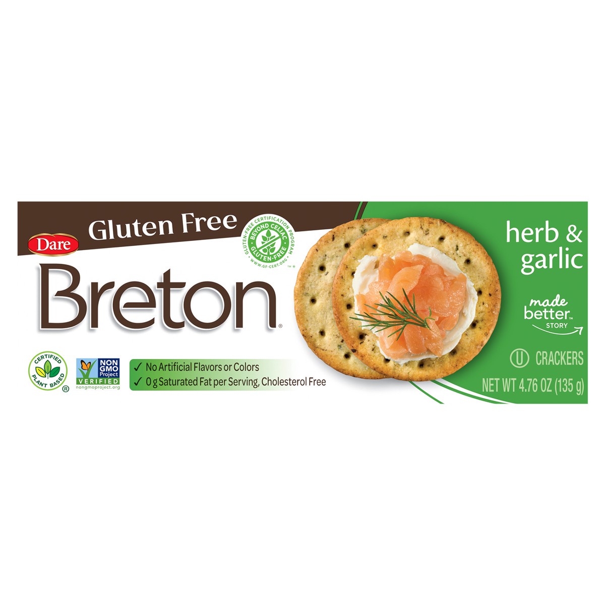 slide 1 of 1, Breton Snacking Crackers Gluten Free Herb And Garlic - 4.76 Oz, 4.76 oz