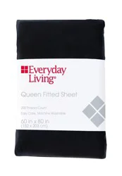 Everyday Living® Cotton/Polyester 200 Thread Count Fitted Sheet - Jet Black