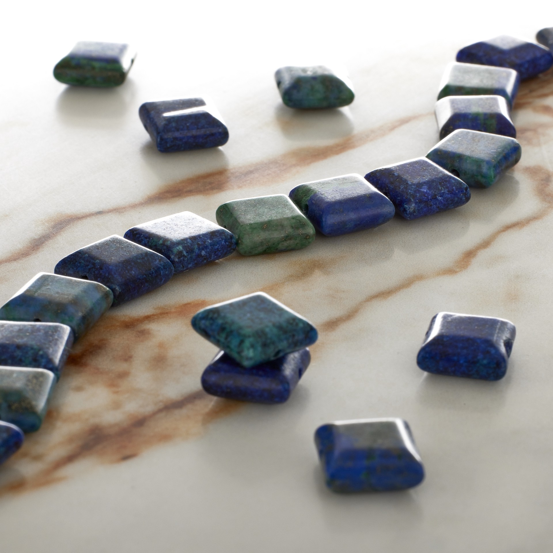 slide 3 of 3, Chrysocolla Flat Square Beads, 10mm By Bead Landing, 10mm