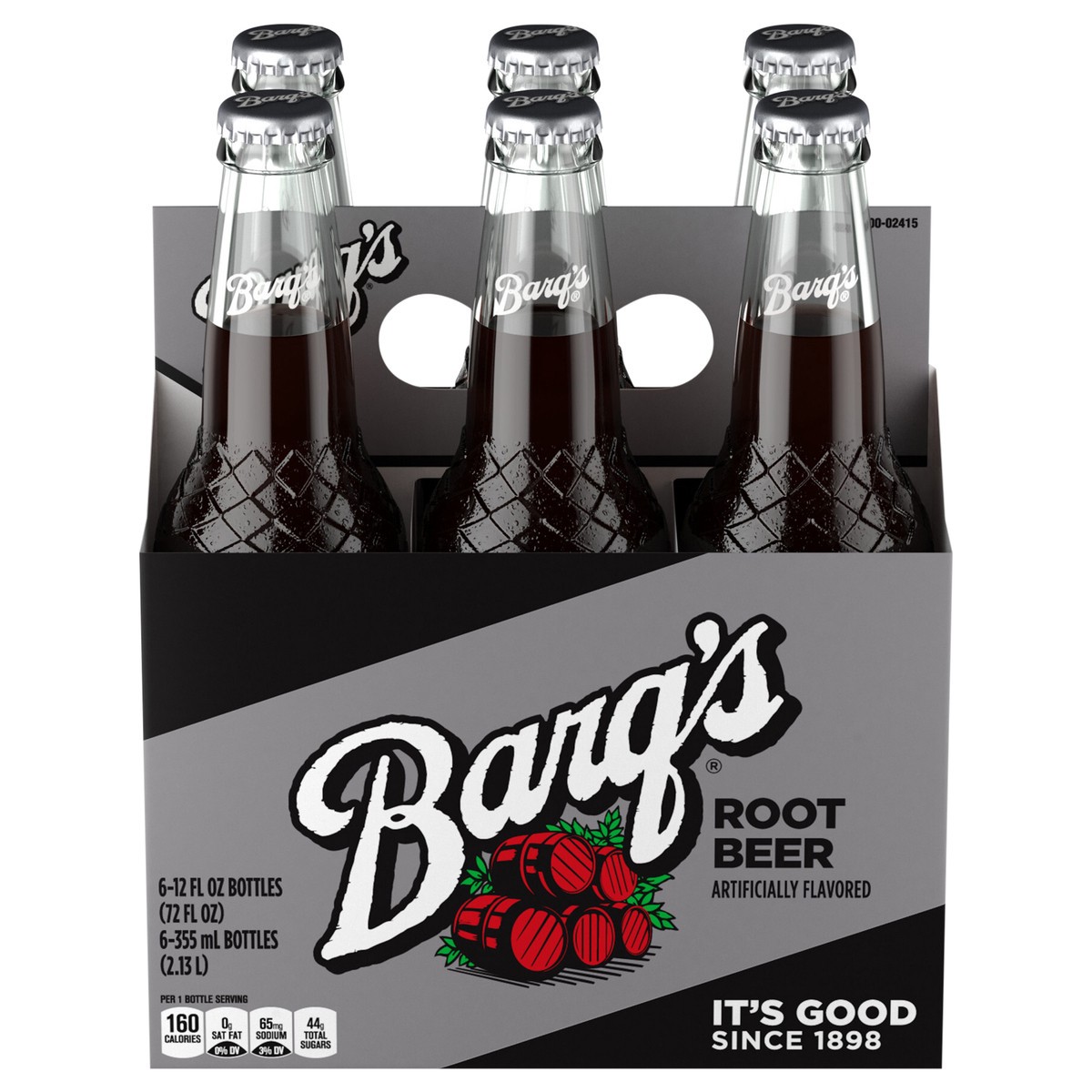 slide 1 of 3, Barq's Root Beer Glass Bottles, 12 fl oz, 6 Pack, 6 ct