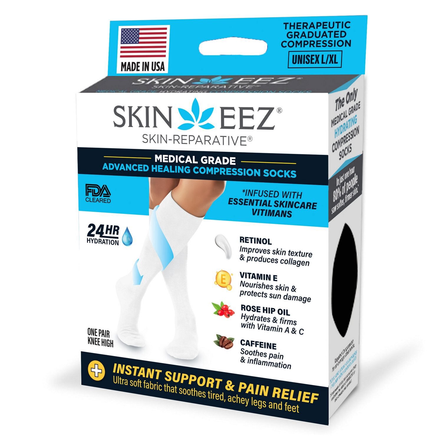 slide 1 of 1, SKINEEZ Unisex Large/Xtra Large Medical Grade Advance Healing Compression Socks 1 pr, 1 ct