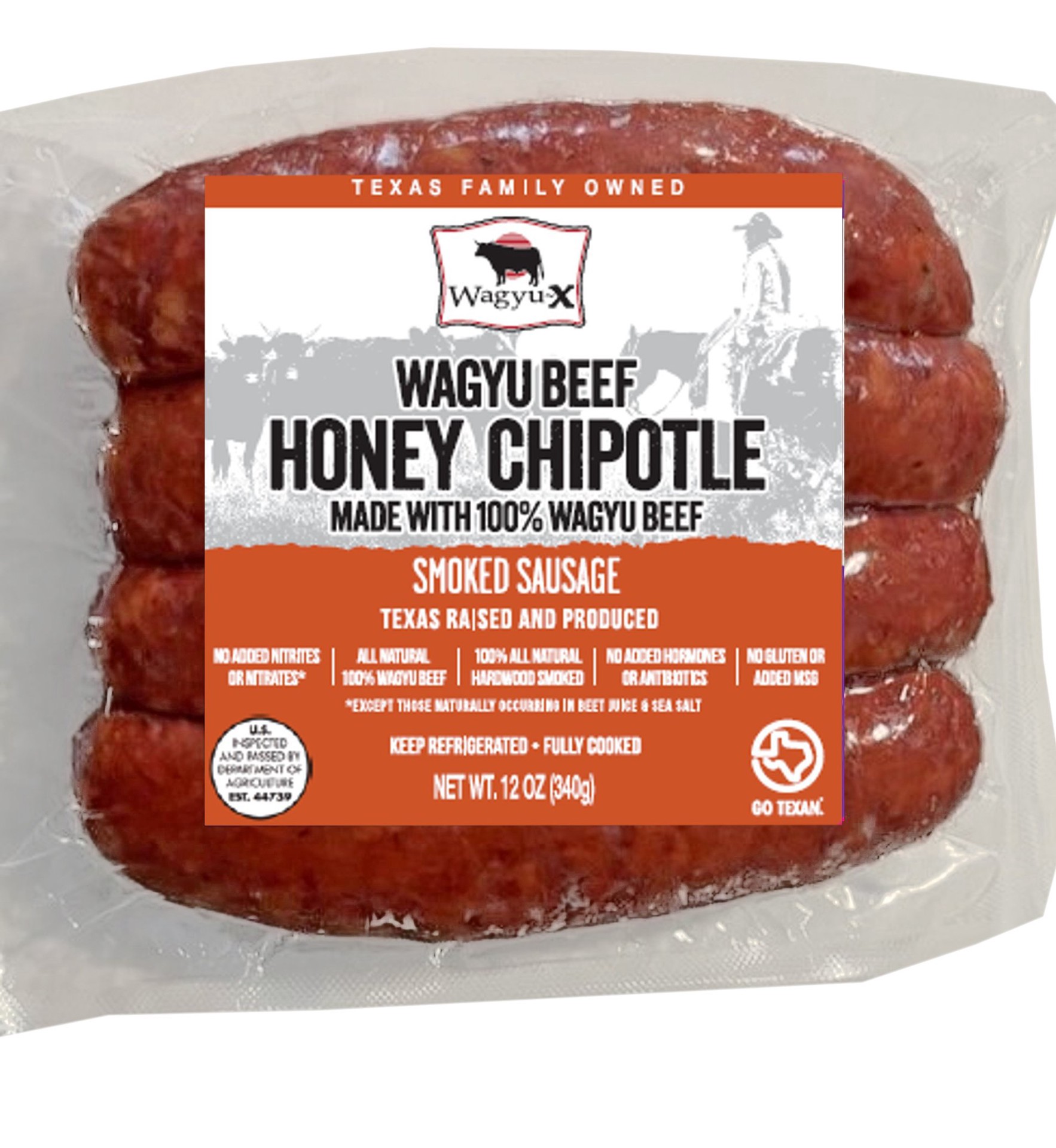 slide 1 of 1, Wagyu-X Honey Chipotle Sausage, 12 oz