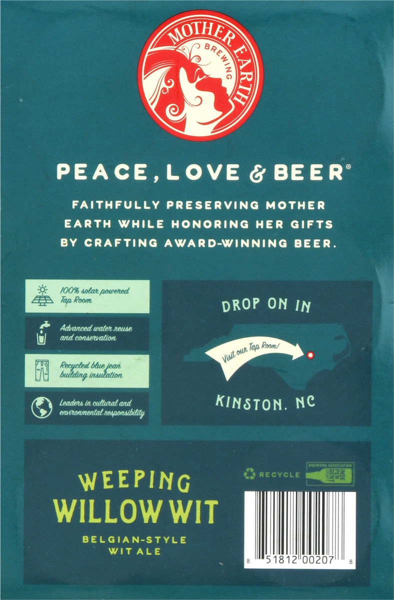 slide 5 of 13, Mother Earth Brewing Belgian-Style Wit Ale Weeping Willow Wit Beer 6 Cans 12 fl oz Can 6 ea, 6 ct