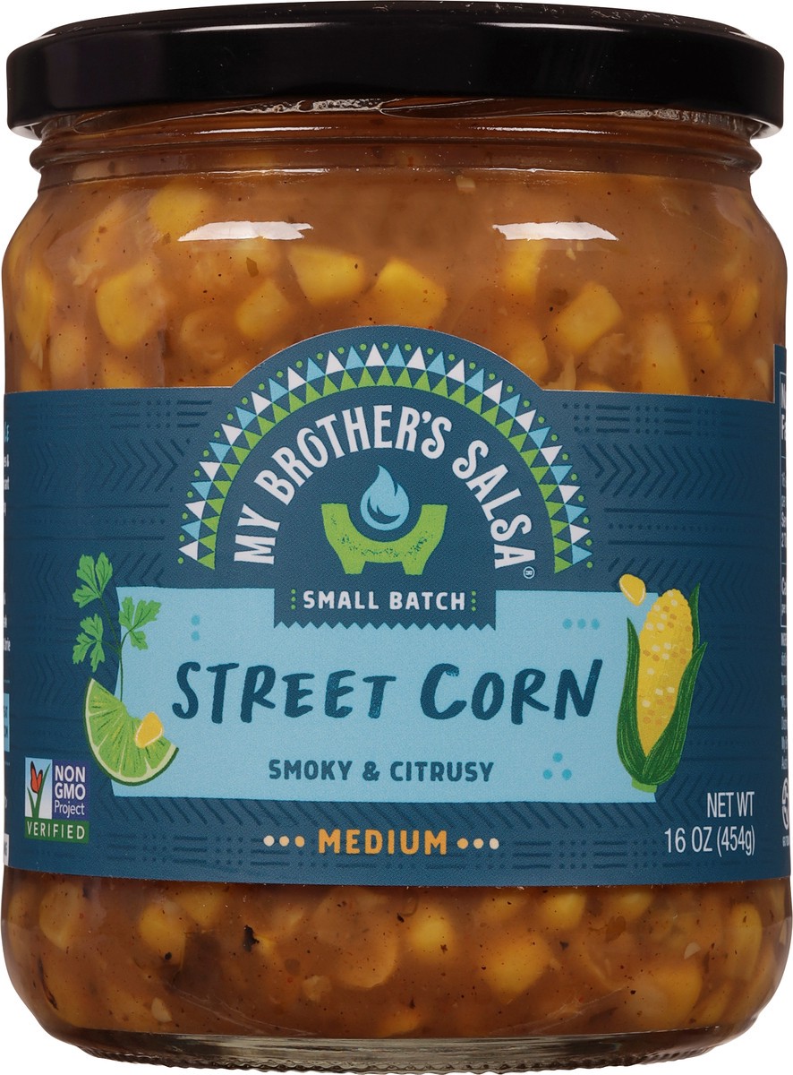 slide 11 of 13, My Brother's Salsa Medium Small Batch Street Corn - 16 oz, 16 oz