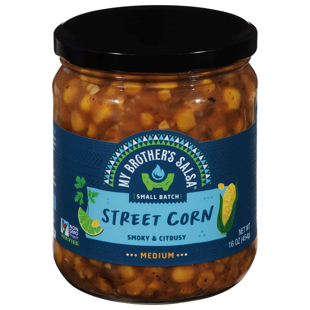 slide 9 of 13, My Brother's Salsa Medium Small Batch Street Corn - 16 oz, 16 oz