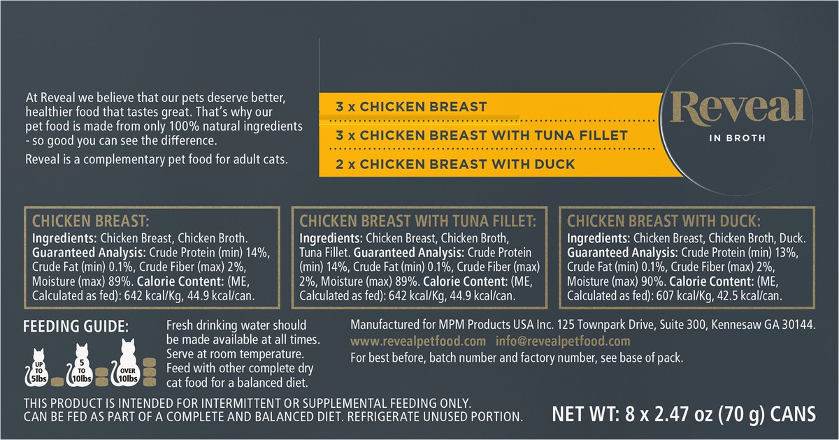 slide 6 of 12, Reveal Natural Wet Cat Food Chicken Selection in Broth 8 x 2.47oz Cans, 8 ct
