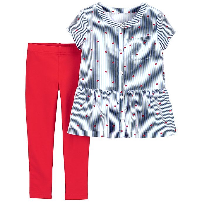 slide 1 of 1, Carter's Heart Peplum Top and Legging Set, 2 ct