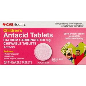 slide 1 of 1, CVS Health Children's Antacid Tablets, Bubble Gum, 24 Ct, 24 ct