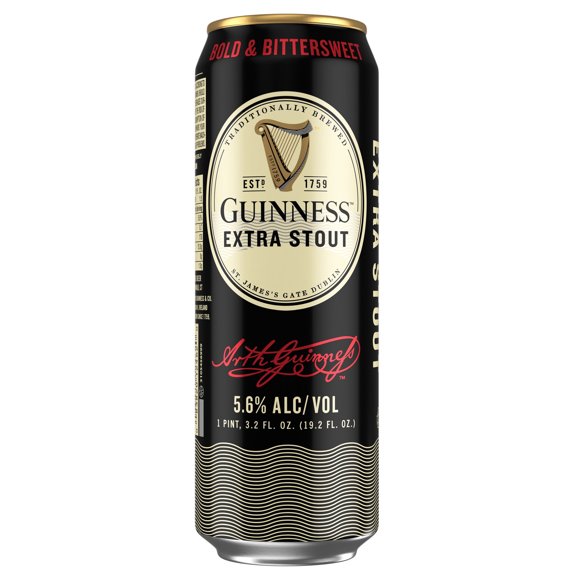 slide 5 of 6, Guinness Extra Stout Beer, 19.2oz Single Can, 5.6% ABV, 19.20 fl oz