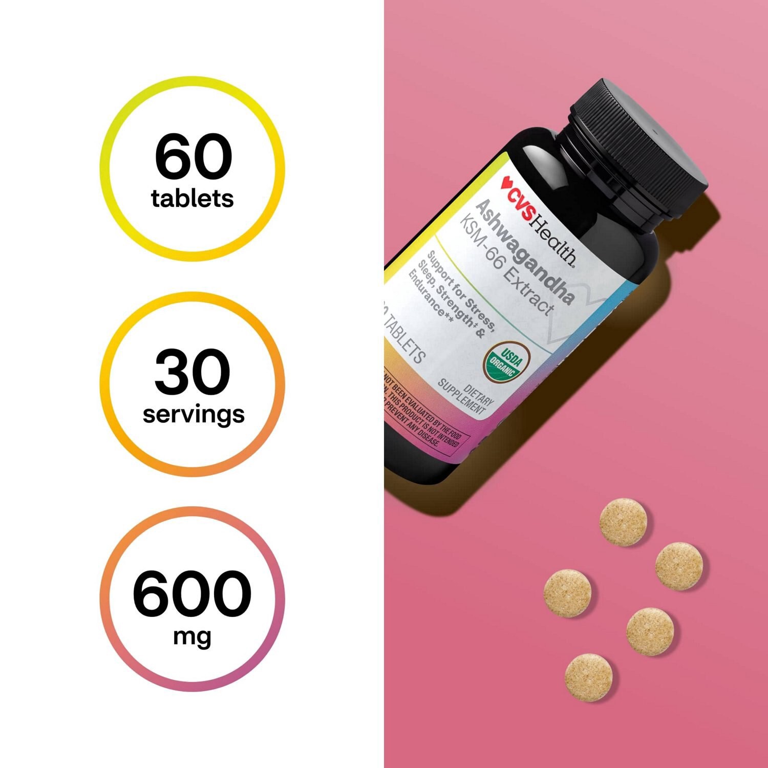 slide 3 of 9, Cvs Ashwagandha Tablets, 60 Ct, 60 ct