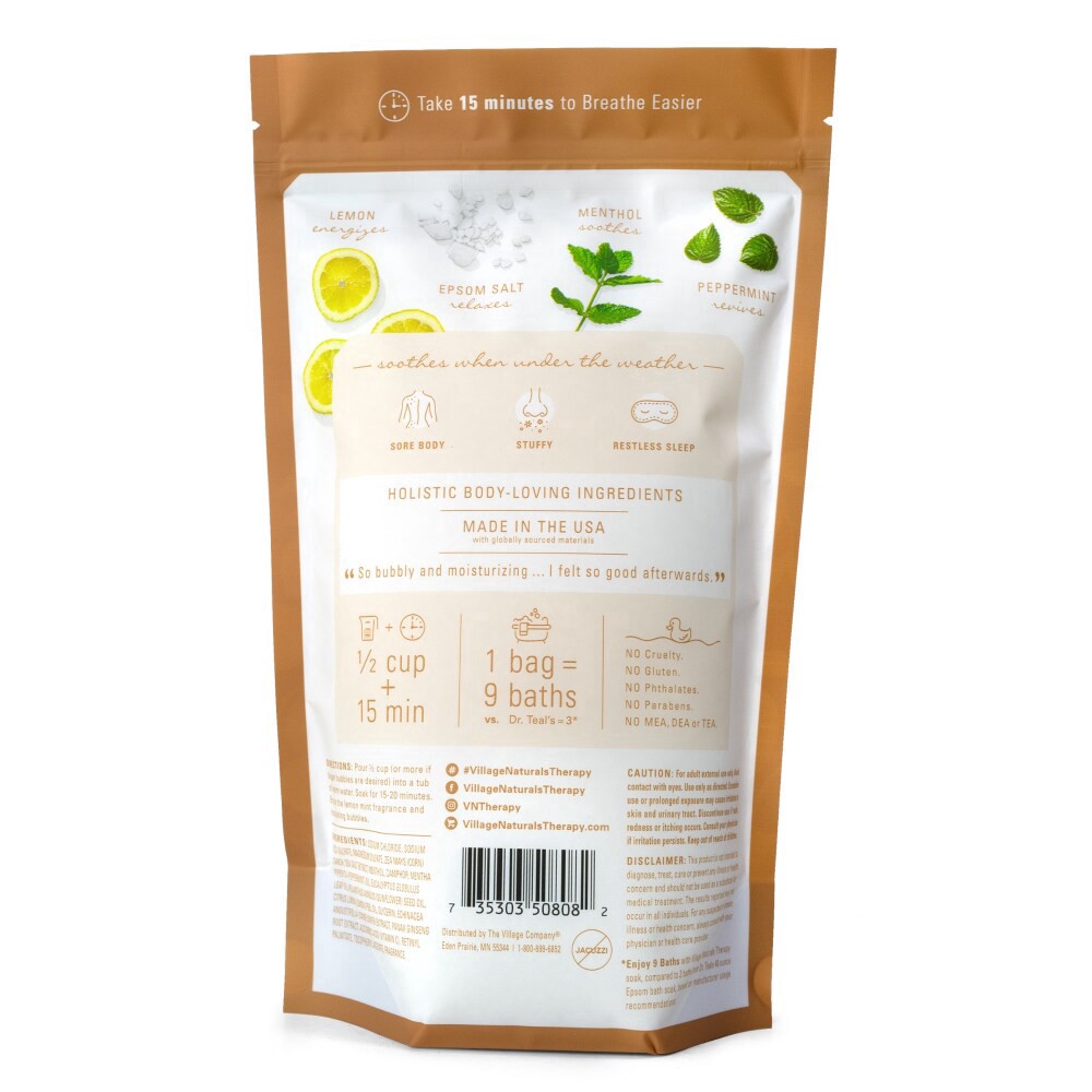 slide 2 of 6, Village Naturals Cold And Allergy Foaming Body Soak, 36 oz