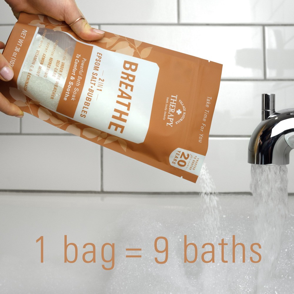 slide 6 of 6, Village Naturals Cold And Allergy Foaming Body Soak, 36 oz