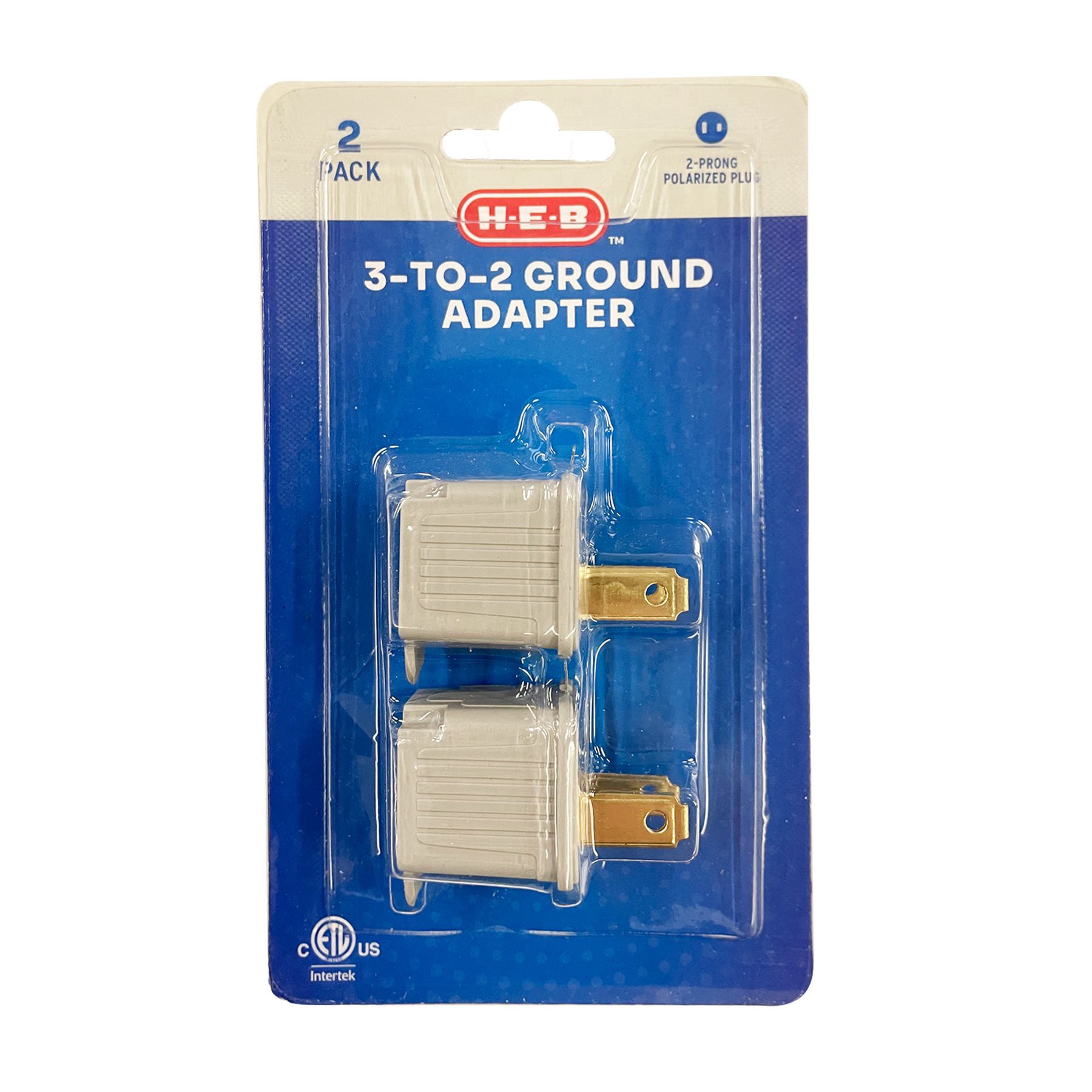slide 1 of 1, H-E-B 3 to 2 Grounded Adapters, 2 ct