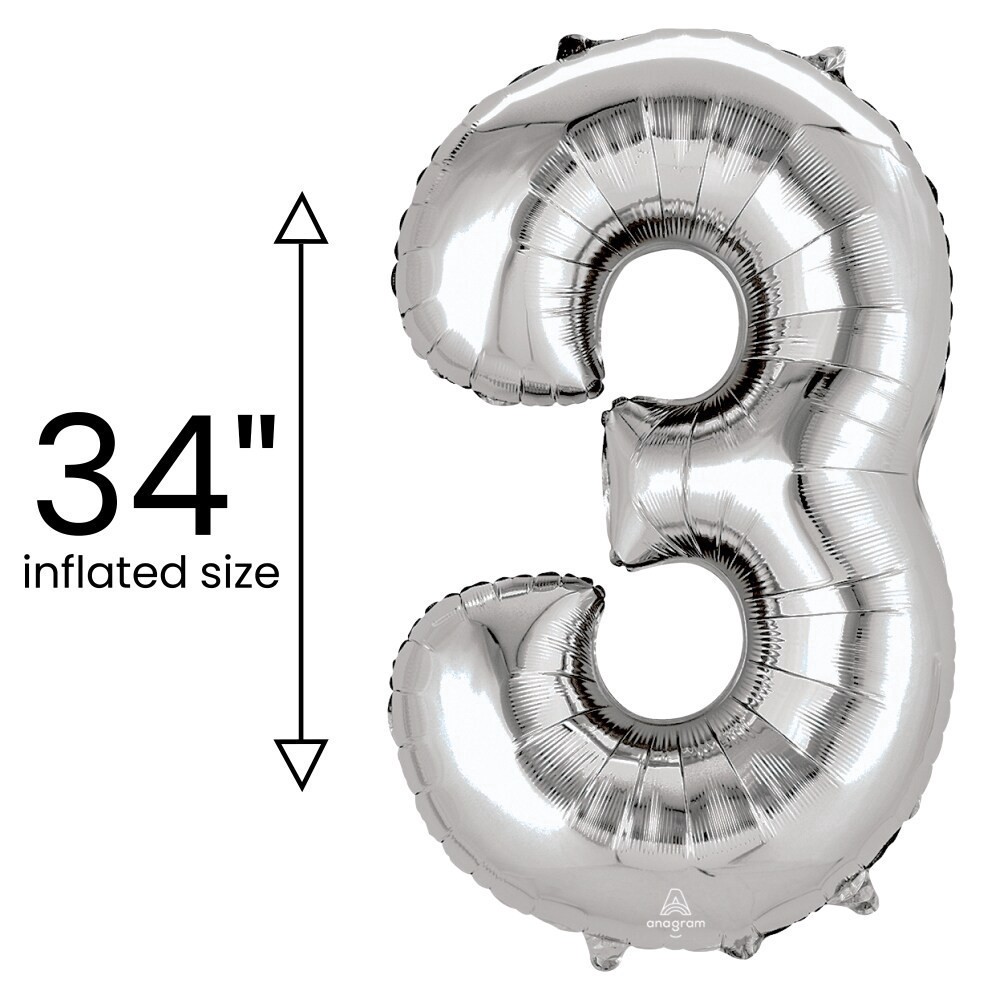 slide 3 of 4, burton + BURTON Number 3 Shape Balloon, 1 ct