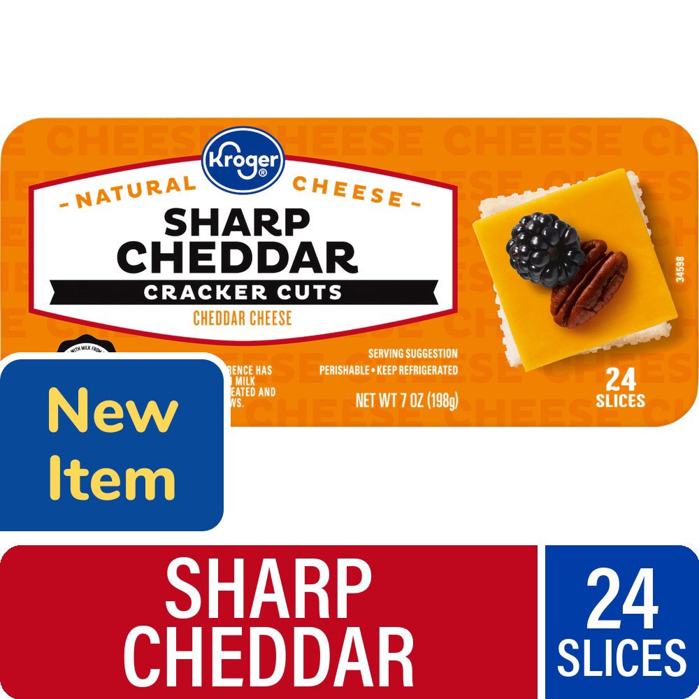 slide 1 of 1, Kroger® Sharp Cheddar Cracker Cuts Sliced Cheese, 24 ct