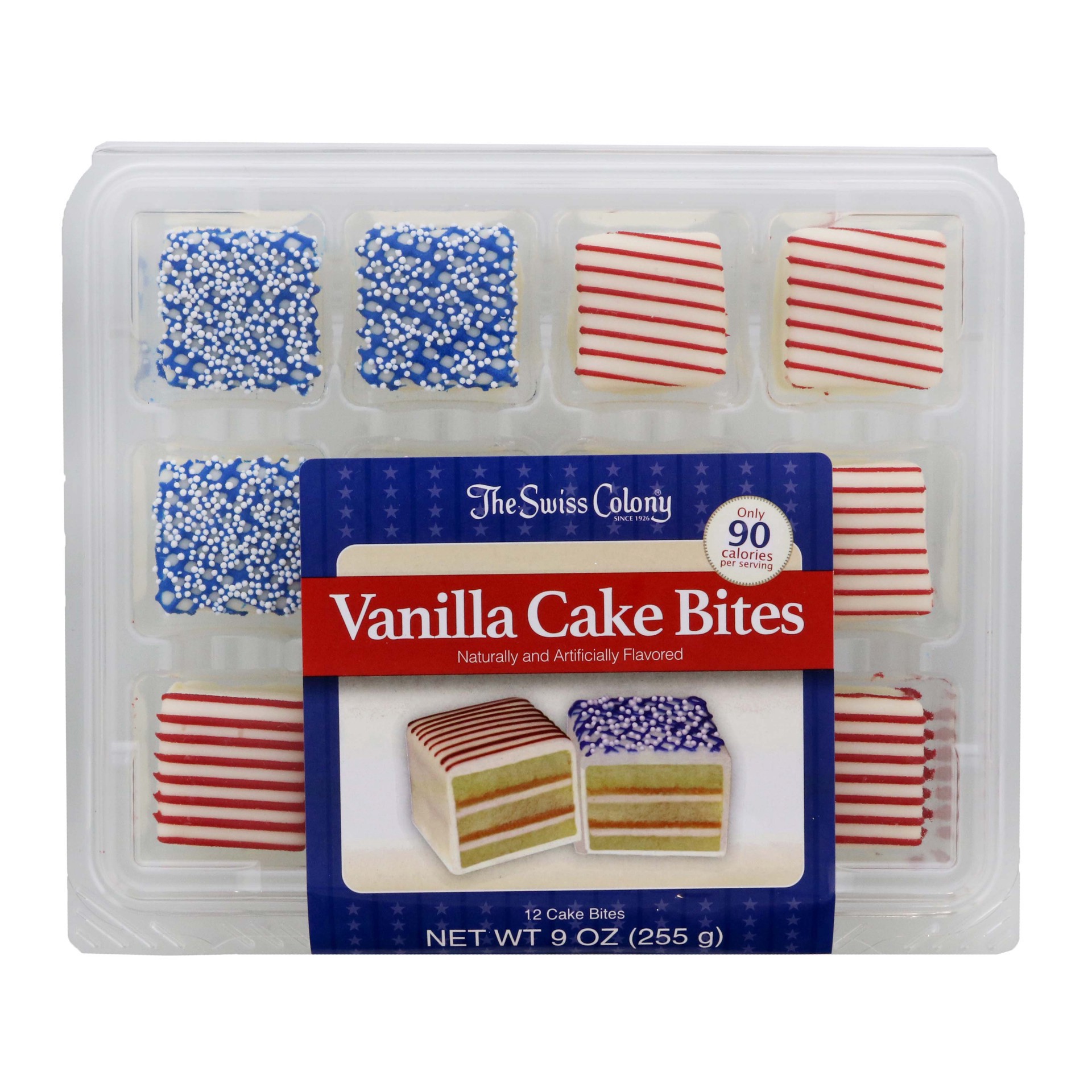 slide 1 of 1, Swiss Colony Patriotic Vanilla Cake Bites, 12 ct