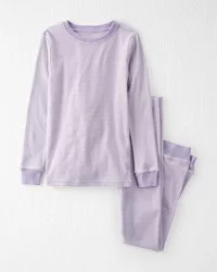 Littleplanet Kid Organic Cotton Pajamas Set Lilac Stripe, Size 8