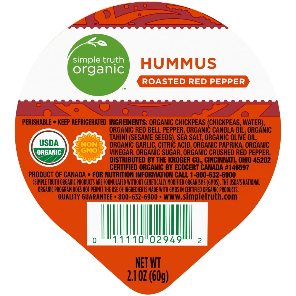 slide 1 of 1, Simple Truth Organic\U2122 Roasted Red Pepper Hummus, 2.1 oz