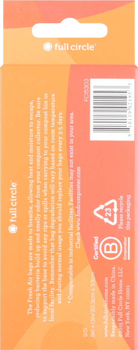 slide 7 of 9, Full Circle Fresh Air 2.5 Gallon Compostable Waste Bags 25 ea, 25 ct