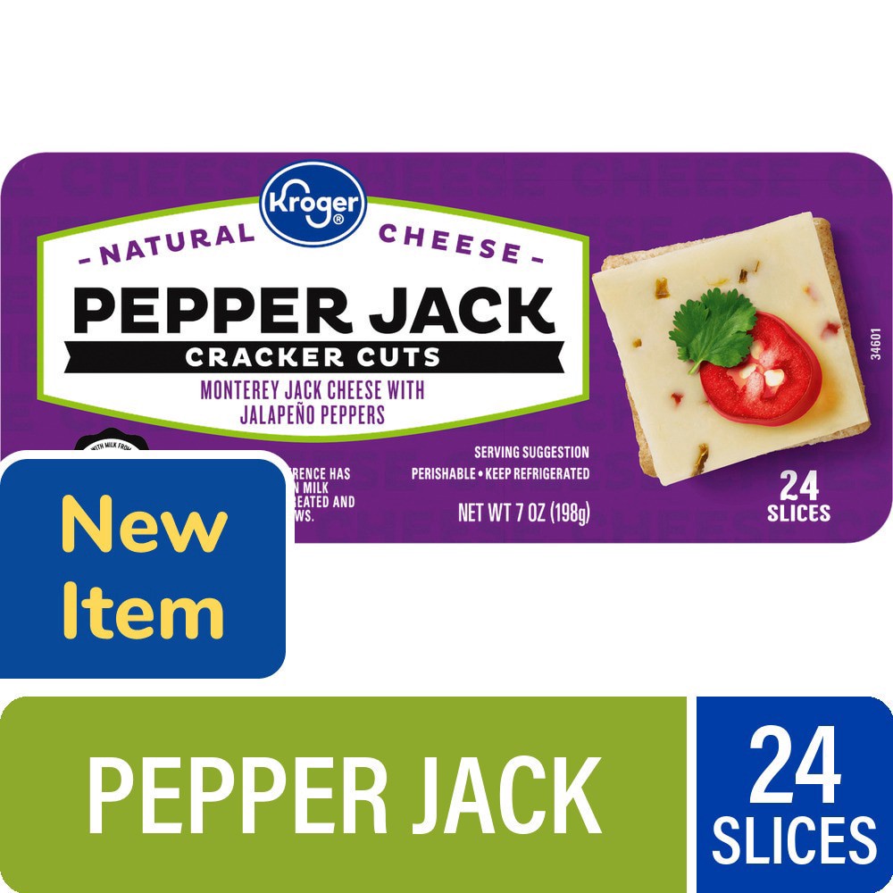 slide 1 of 1, Kroger® Pepper Jack Cracker Cuts Sliced Cheese, 24 ct