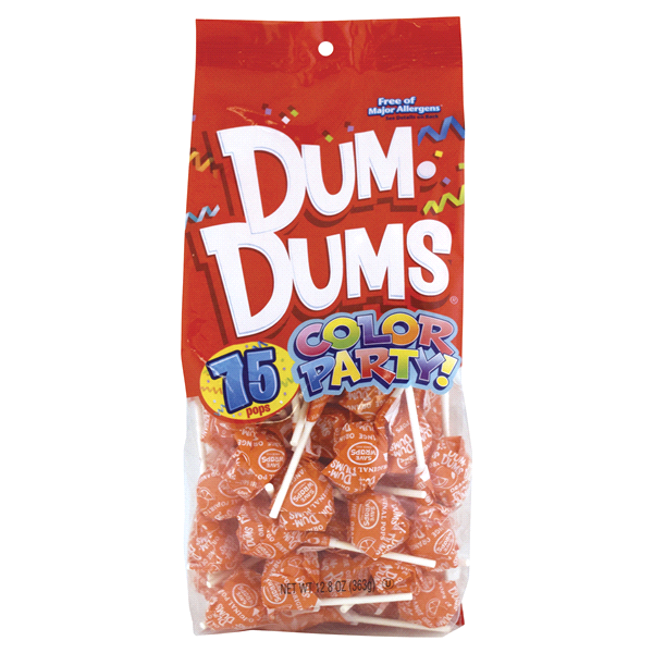 slide 1 of 1, Dum Dums Color Party Orange Orange, 1 ct