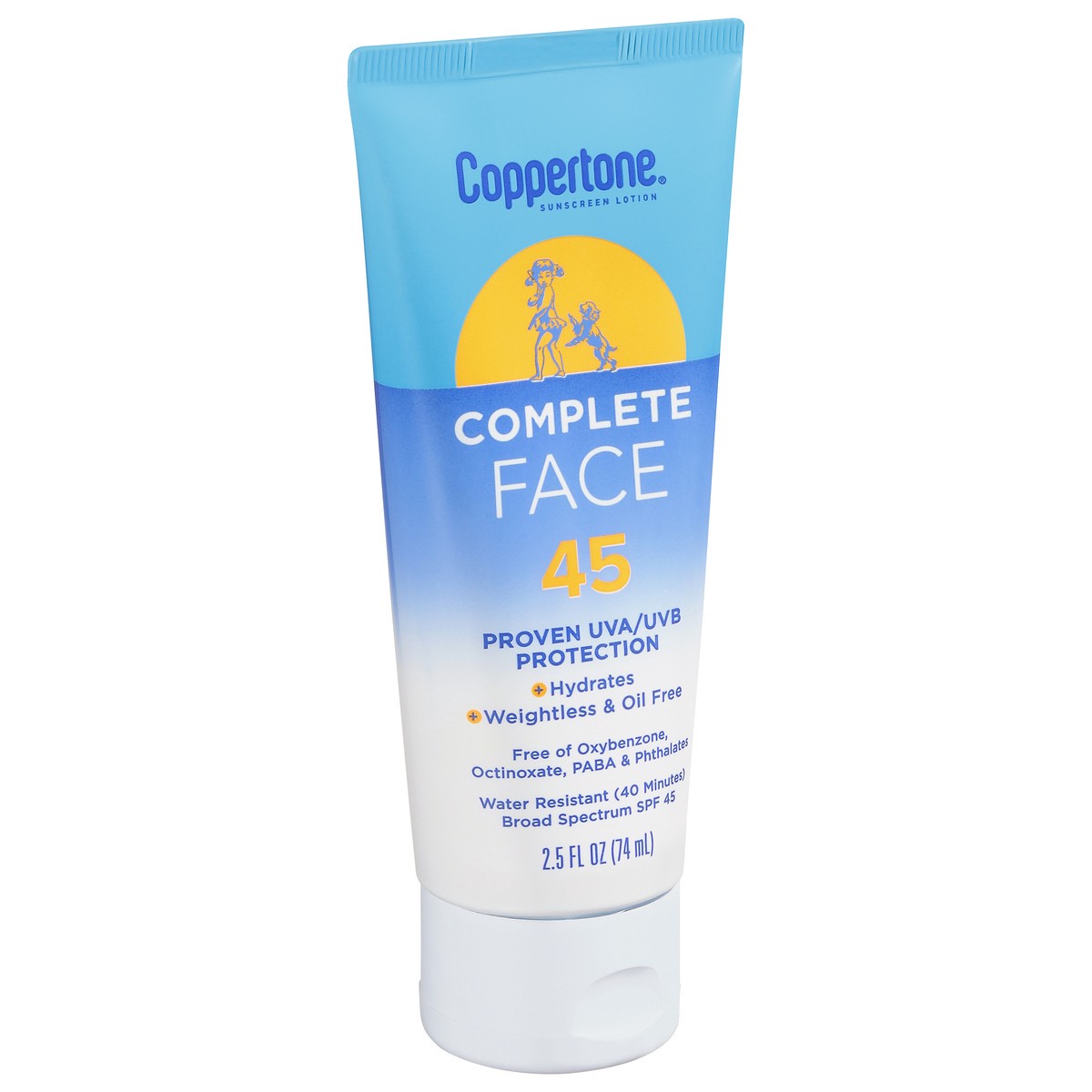 slide 2 of 9, Coppertone Complete Broad Spectrum SPF 45 Face Sunscreen Lotion 2.5 fl oz, 2.5 fl oz