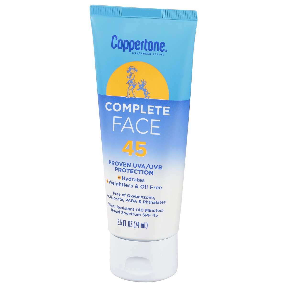 slide 7 of 9, Coppertone Complete Broad Spectrum SPF 45 Face Sunscreen Lotion 2.5 fl oz, 2.5 fl oz