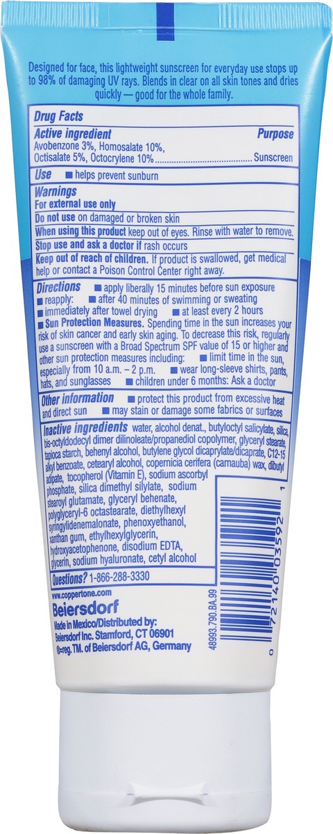 slide 9 of 9, Coppertone Complete Broad Spectrum SPF 45 Face Sunscreen Lotion 2.5 fl oz, 2.5 fl oz