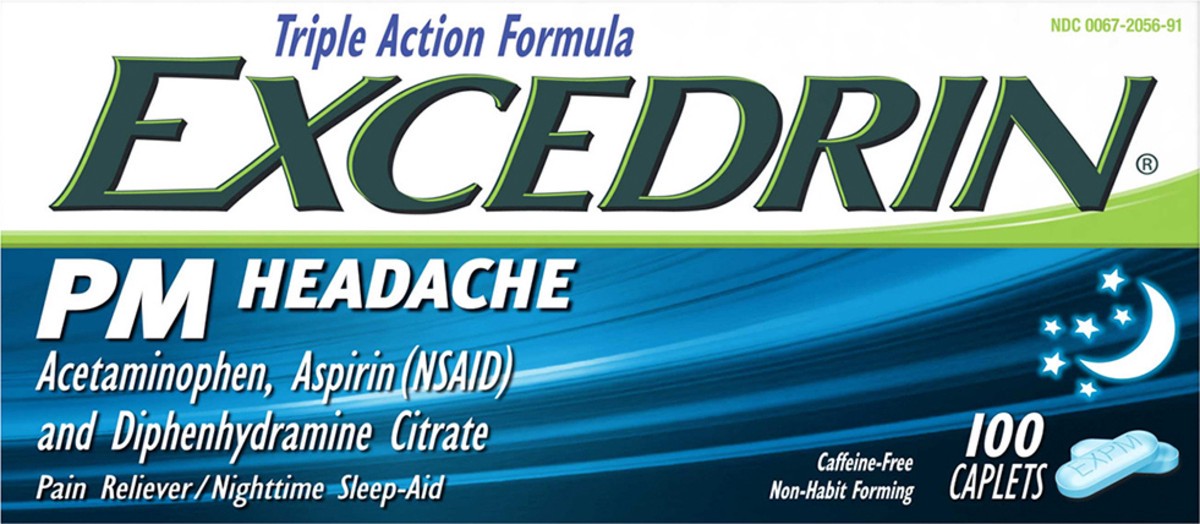 slide 8 of 12, Excedrin PM Pain Reliever and Nighttime Sleep-Aid Caplets for Headache Relief – 100 Count, 100 ct