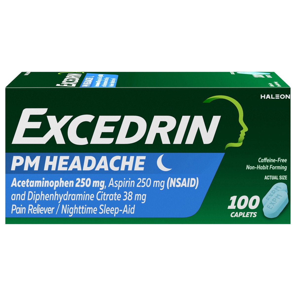 slide 1 of 12, Excedrin PM Pain Reliever and Nighttime Sleep-Aid Caplets for Headache Relief – 100 Count, 100 ct