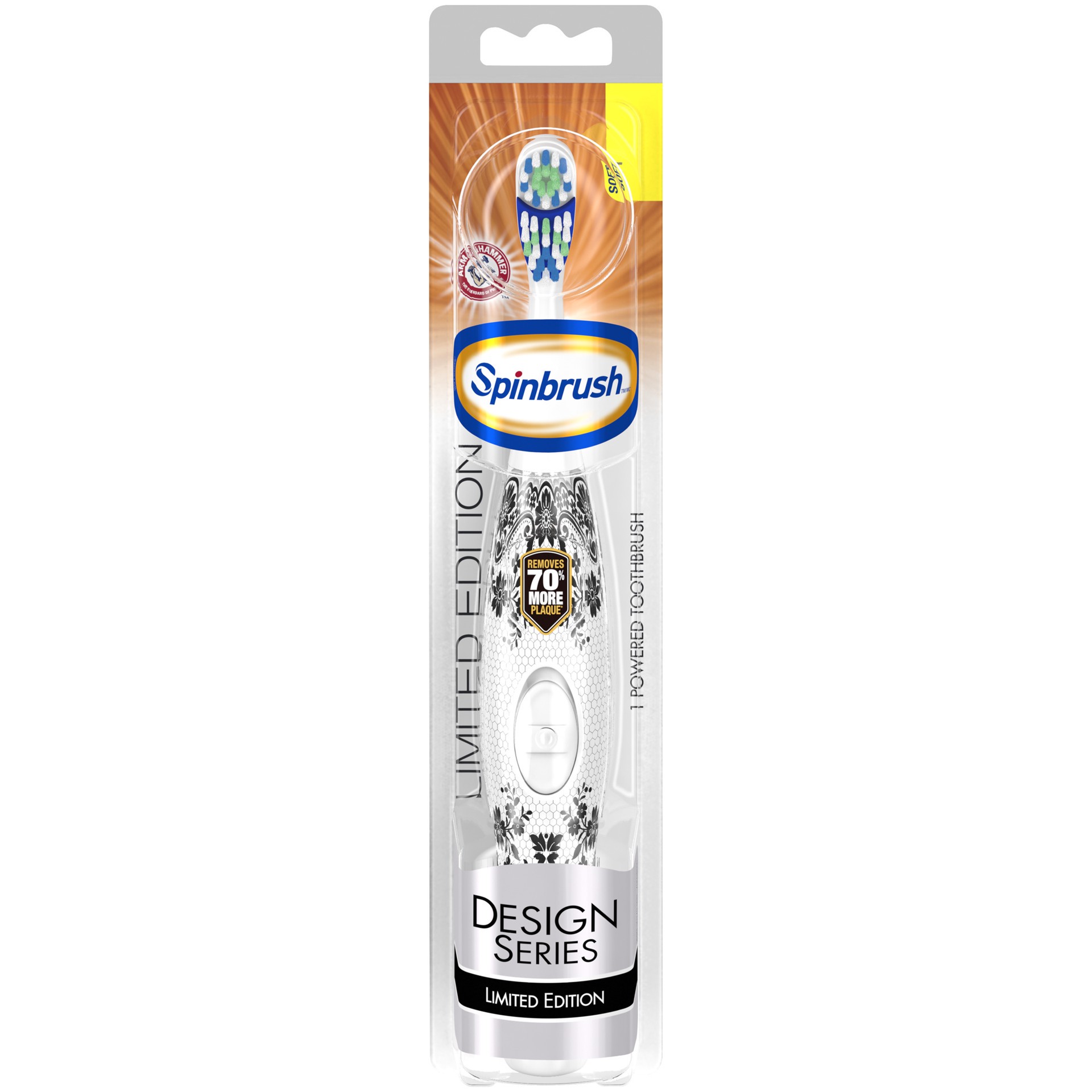 slide 1 of 3, Spinbrush Arm & Hammer Spinbrush Design Series Battery Toothbrush, 1 ct