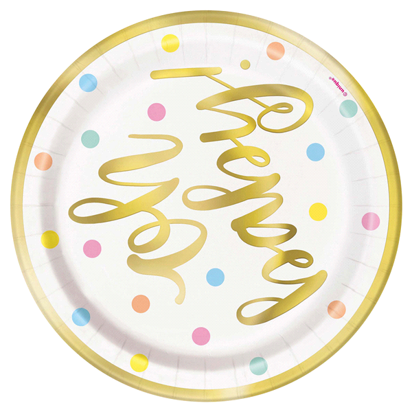 slide 1 of 1, Unique Industries Gold"Oh Baby" Baby Shower Dessert Plates, 7", 8 ct