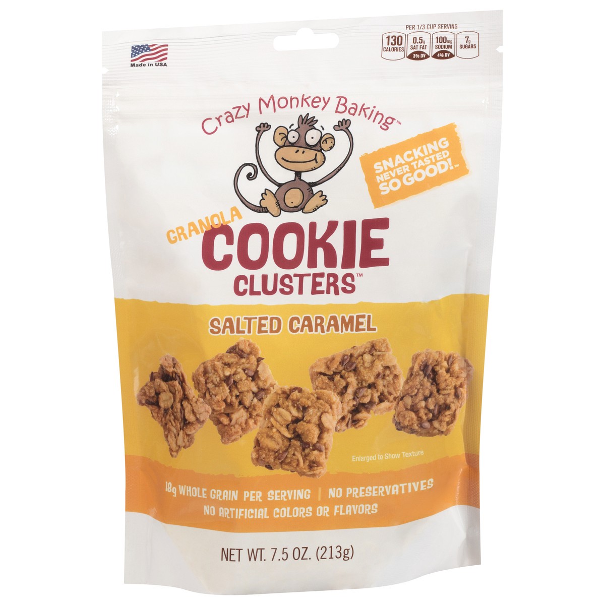 slide 10 of 13, Crazy Monkey Baking Granola Salted Caramel Cookie Clusters 7.5 oz, 7.5 oz