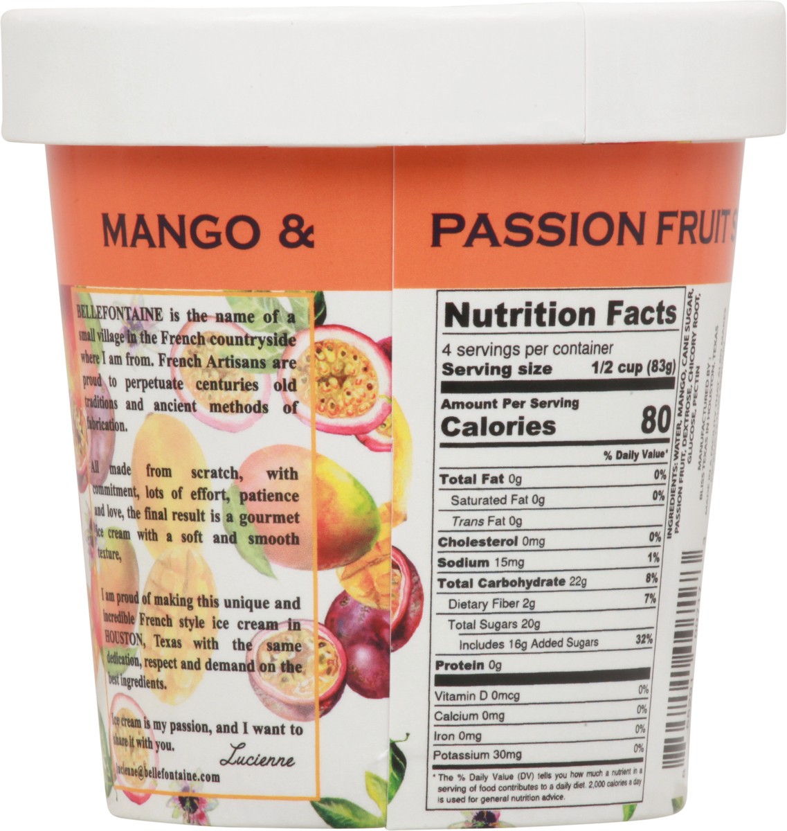 slide 2 of 14, Bellafontaine Mango & Passion Fruit Sorbet Ice Cream 1 pt, 1 pint