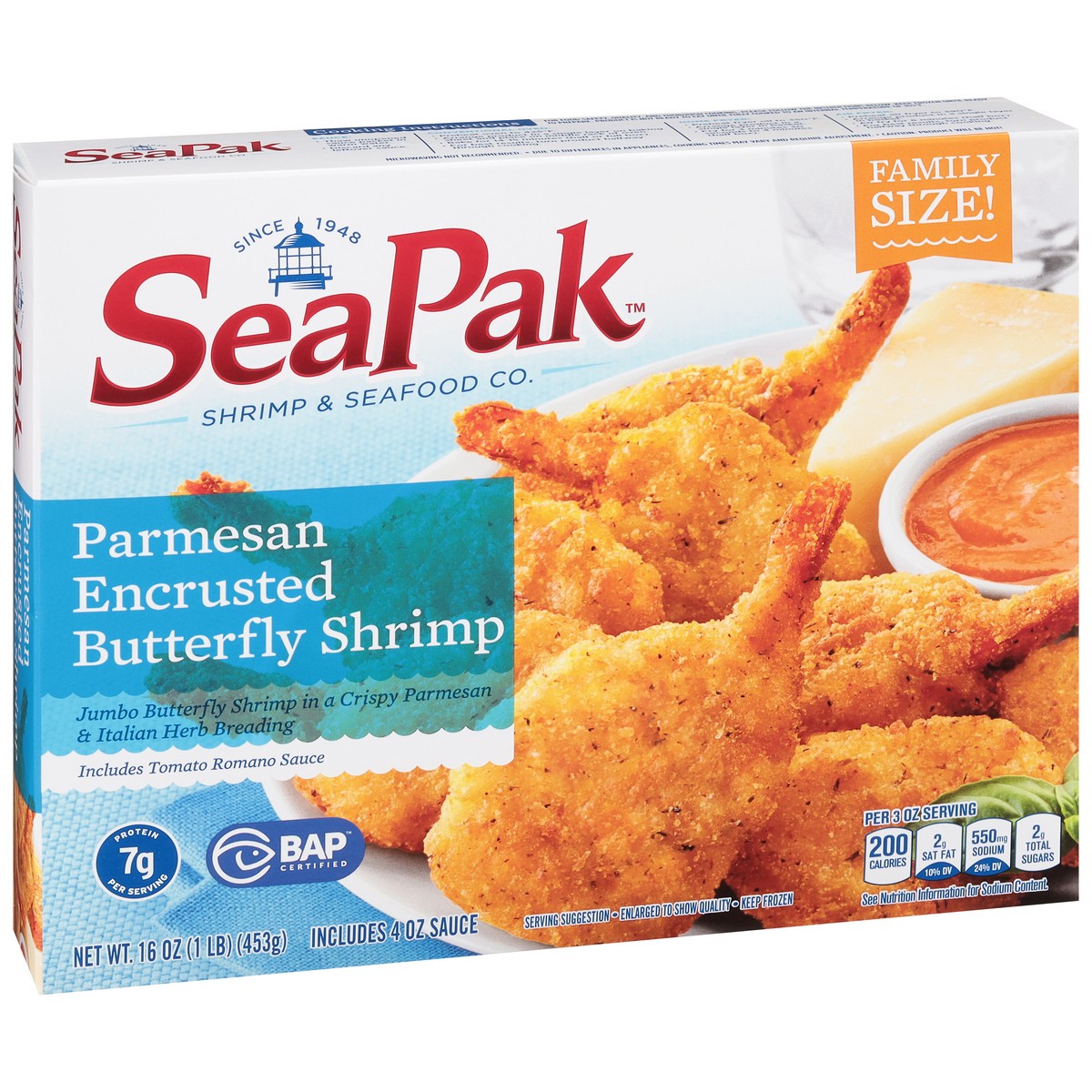 slide 8 of 9, SeaPak Parmesan Shrimp Jumbo Family Size 16 oz, 16 oz