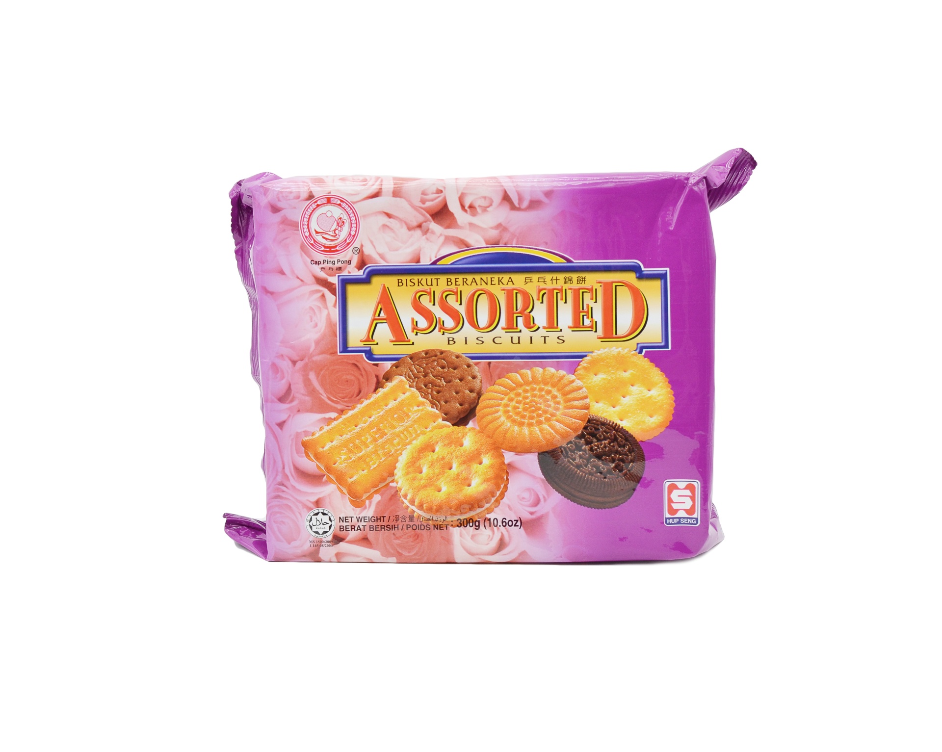 slide 1 of 1, Cap Ping Pong Hup Seng Assorted Biscuits, 300 gram