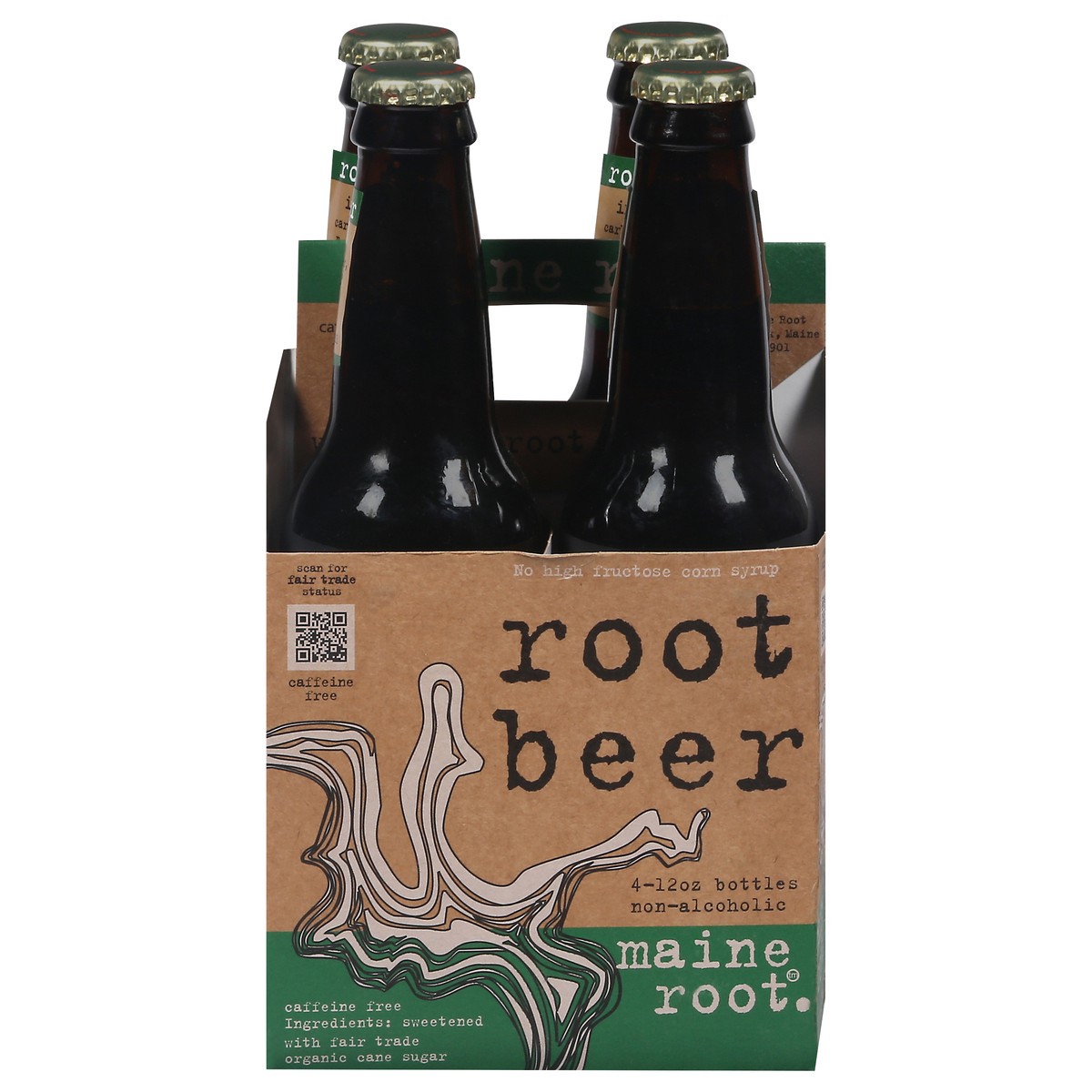 slide 1 of 1, Maine Root Non-Alcoholic Root Beer 4 - 12 fl oz Bottles, 4 ct