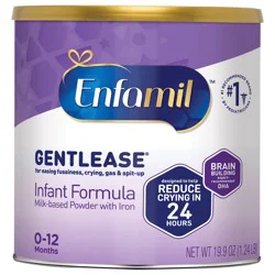 Gentlease Baby Formula, Reduces Fussiness, Gas, Crying and Spit-up in 24 hours, DHA & Choline to support Brain development, Value Powder Can, 19.9 Oz