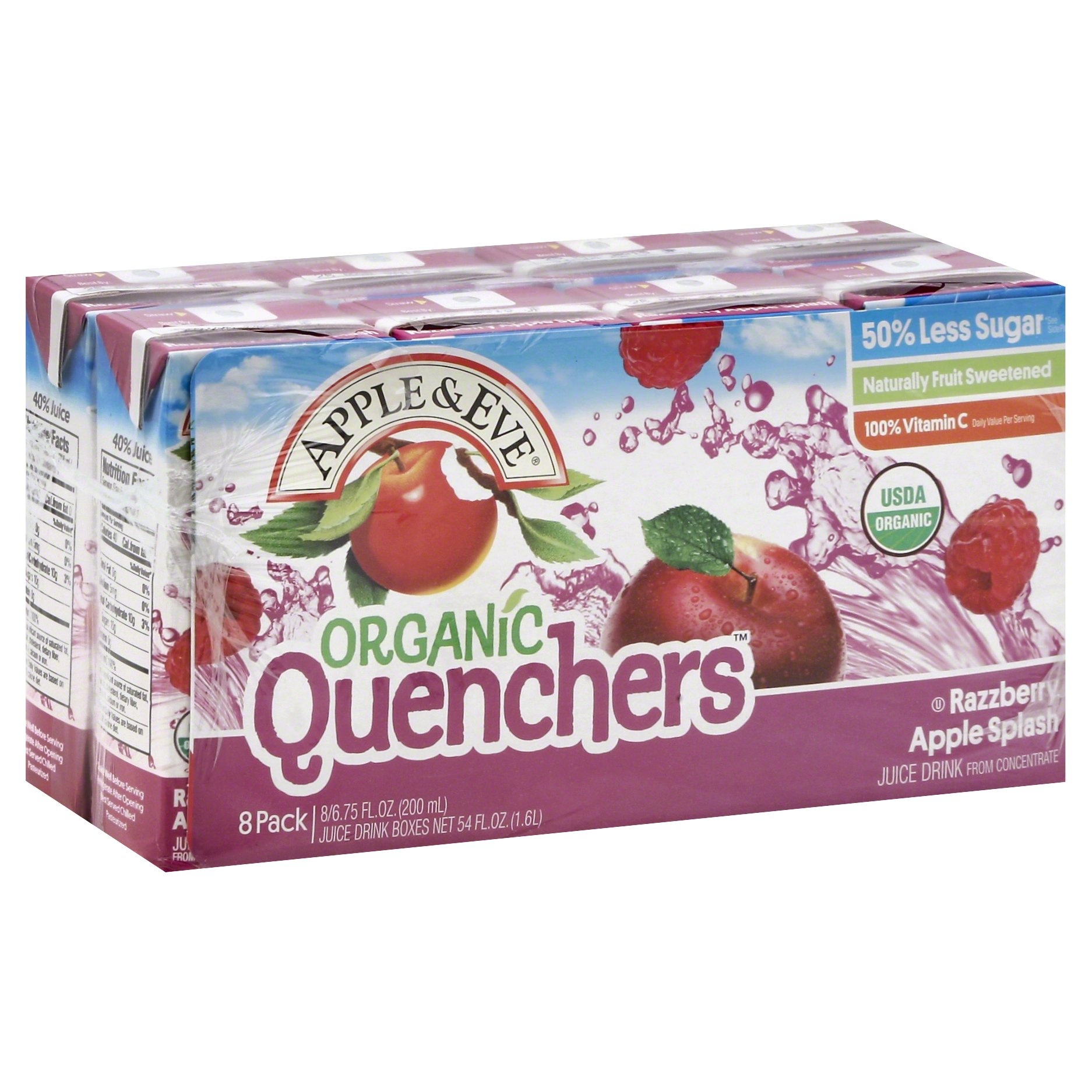 slide 1 of 8, Apple & Eve Juice Drink Boxes, Razzberry Apple Splash, 8 ct