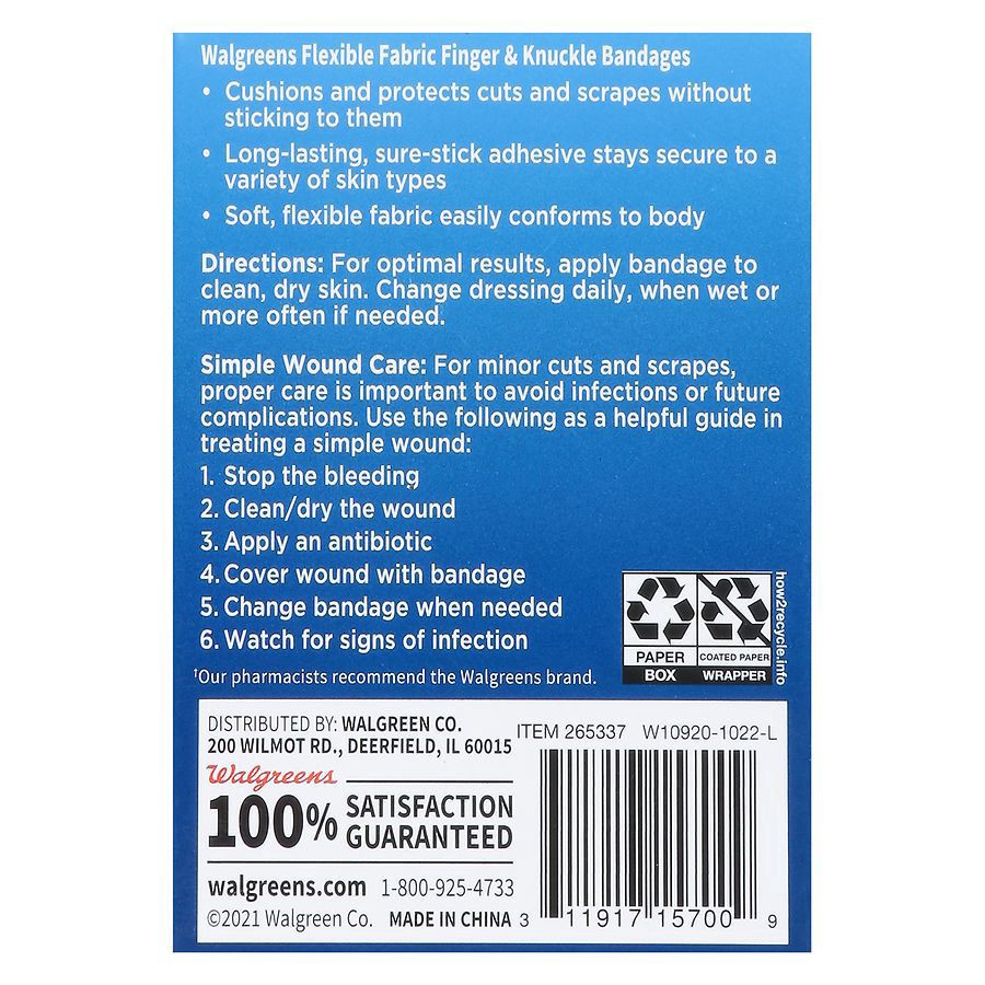 slide 5 of 5, Walgreens Flexible Fabric Bandages, 20 ct