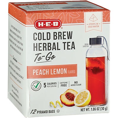 slide 1 of 1, H-E-B Select Ingredients Peach Lemon Cold Brew Herbal Tea Bag - 12 ct, 12 ct