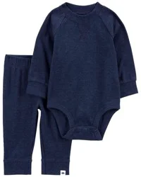 Carter's Baby 2-Piece Hooded Bodysuit Pant Set Navy 9M