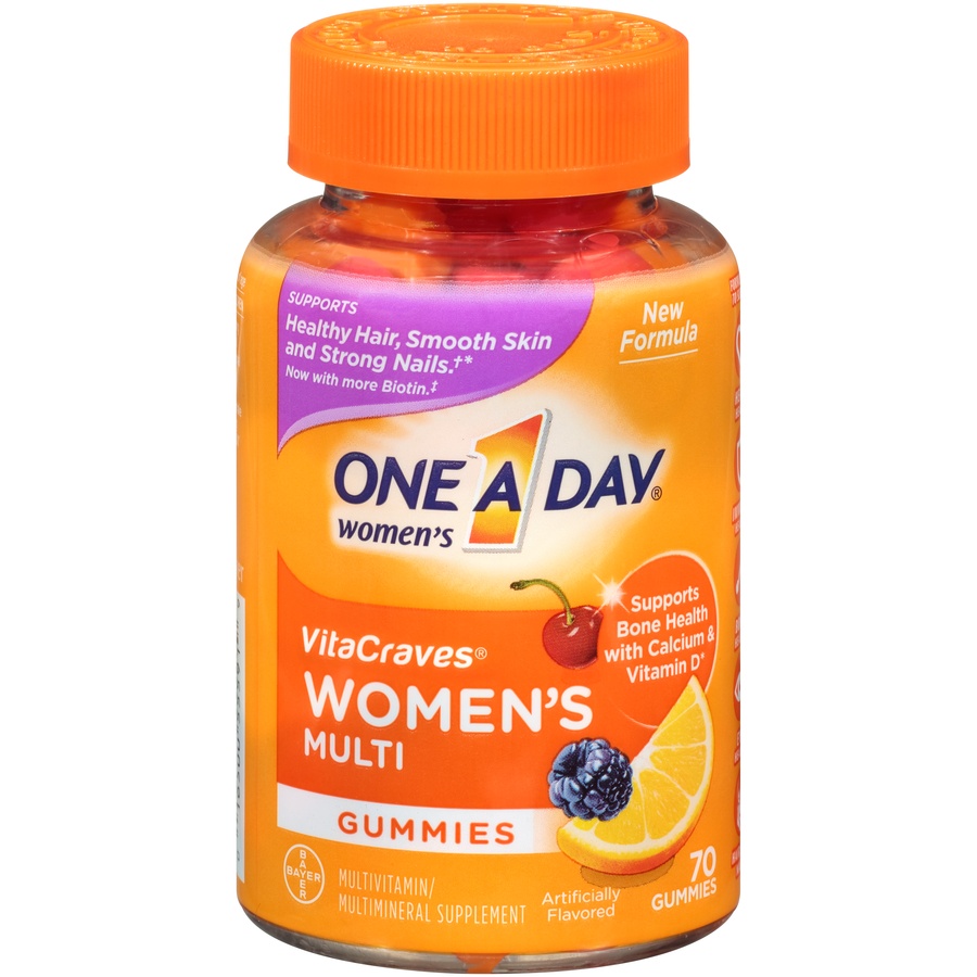 slide 1 of 1, One A Day Women's VitaCraves Multivitamin/Multimineral Dietary Supplement Gummies, 70 ct