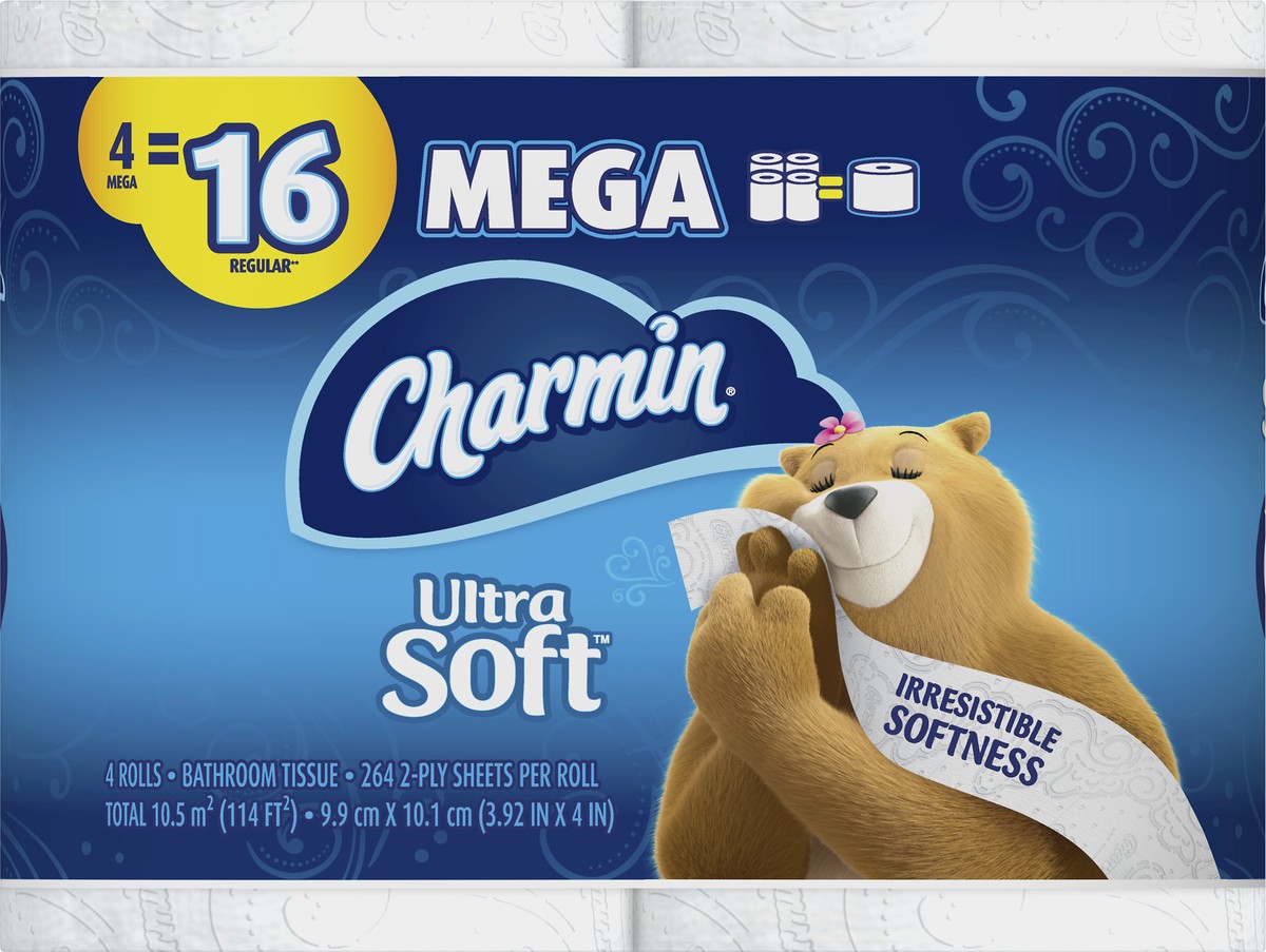 slide 4 of 5, Charmin Ultra Soft Toilet Paper Mega Rolls, 4 ct