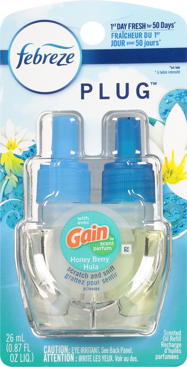 slide 9 of 10, Febreze Plug Honey Berry Hula with Gain Scent Air Freshener Refill, 0.87 fl oz