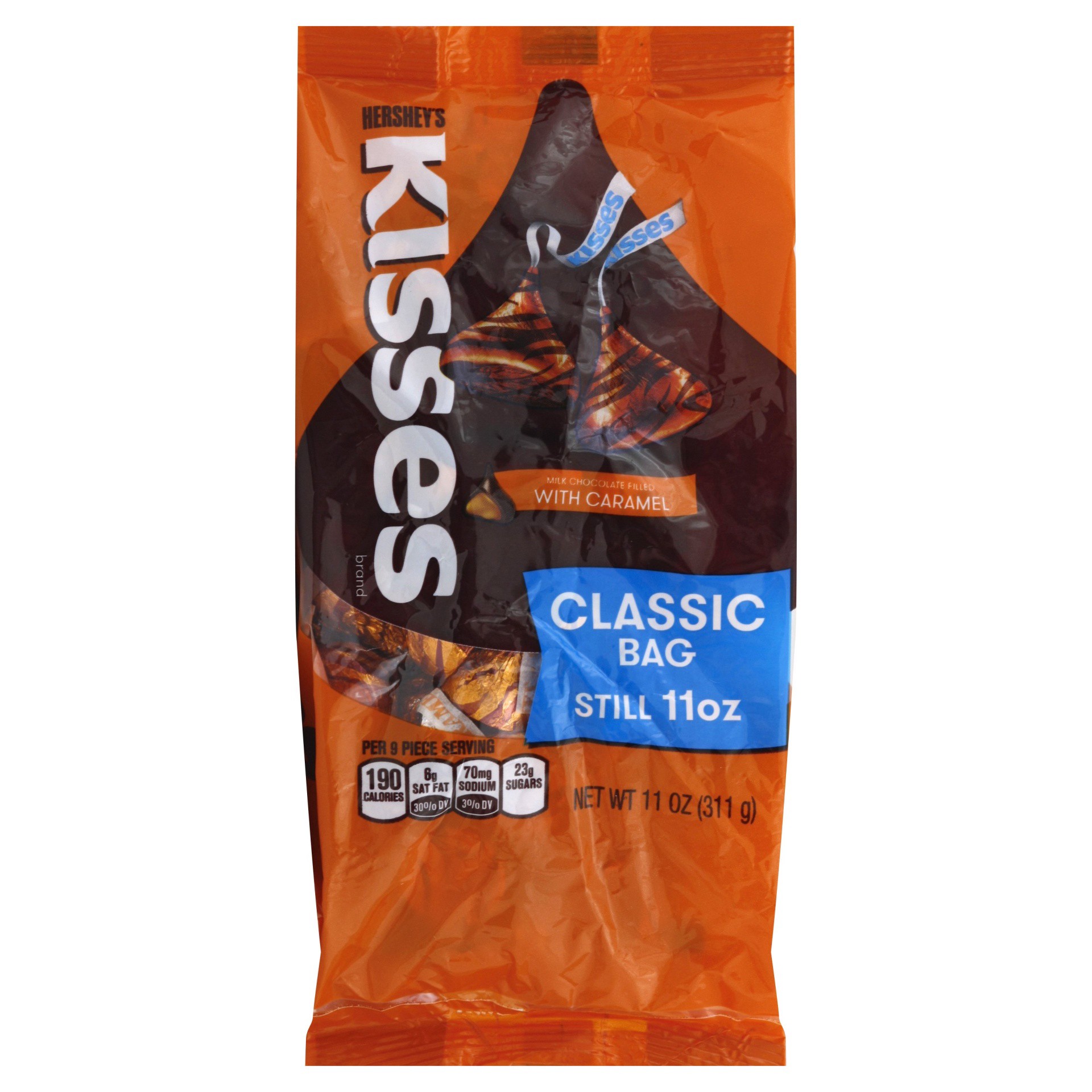 slide 1 of 7, Hershey's Kisses Milk Chocolates Filled With Caramel, 11 oz