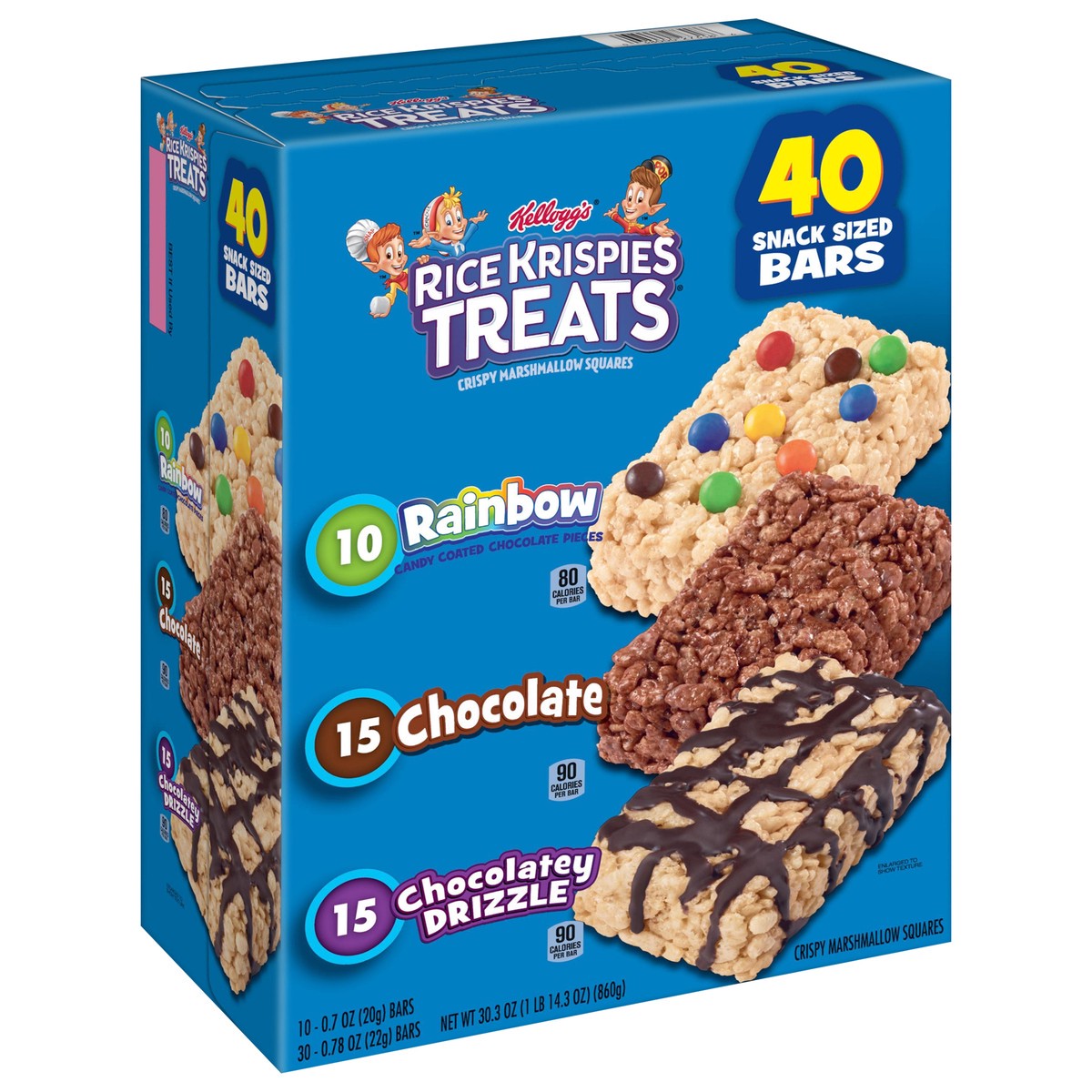 slide 9 of 10, Rice Krispies Treats Marshmallow Snack Bars, Kids Snacks, Lunch Snacks, Variety Pack, 30.3oz Box, 40 Bars, 30.3 oz