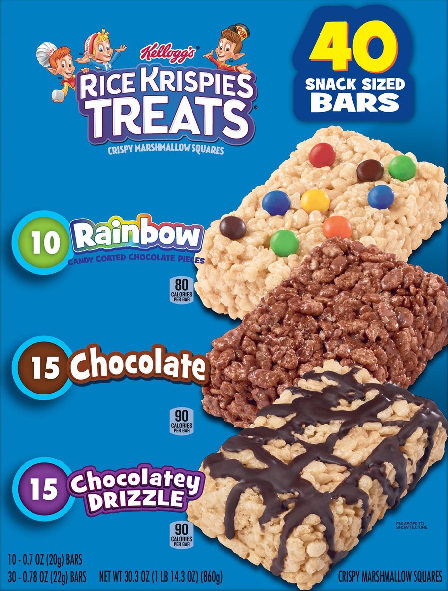 slide 6 of 10, Rice Krispies Treats Marshmallow Snack Bars, Kids Snacks, Lunch Snacks, Variety Pack, 30.3oz Box, 40 Bars, 30.3 oz